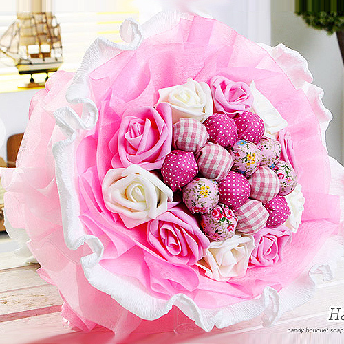 해피365 사탕부케&사탕꽃다발 모음, 러블리왕창츄파P-W(핑크)