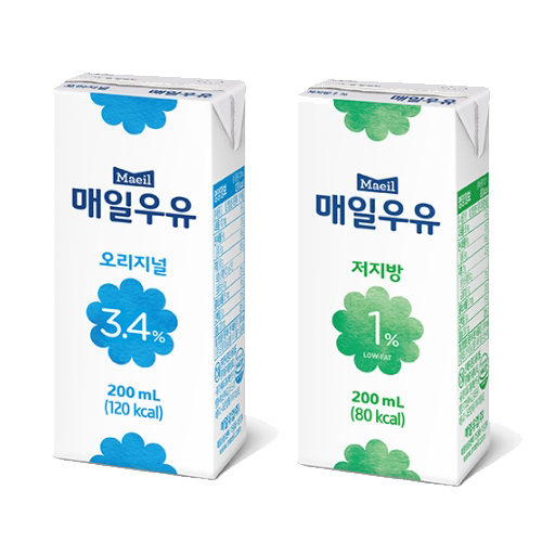  매일유업 매일우유 200mlx48팩오리지널24팩저지방1 24팩 48개 200ml