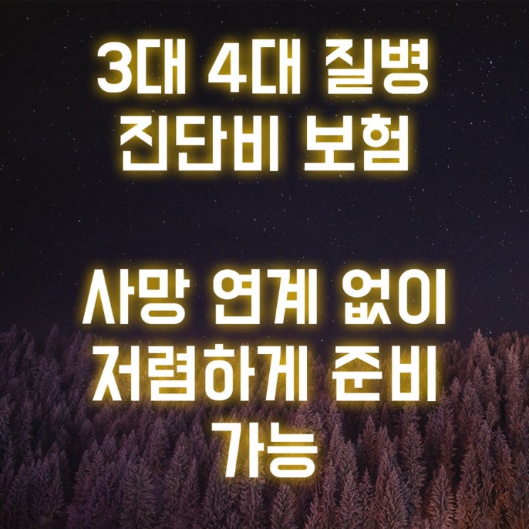  3대 4대 질병 진단비 보험 사망 연계 없이 저렴하게 준비 가능 (MG 손보)
