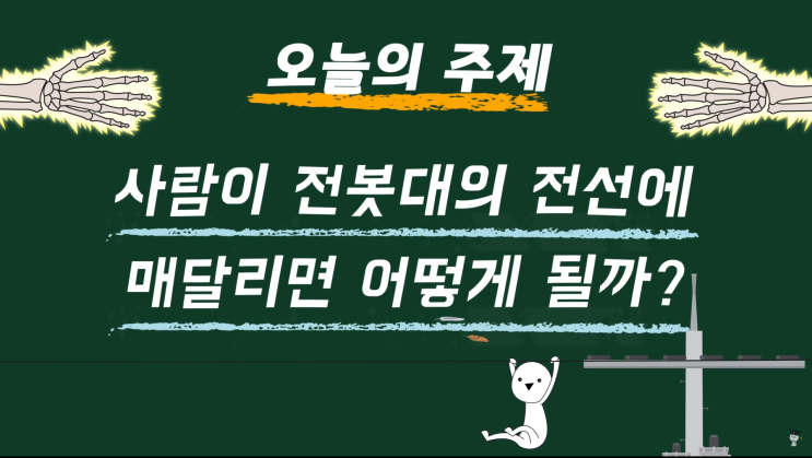  [사물궁이]사람이 전봇대의 전선에 매달리면 어떻게 될까?