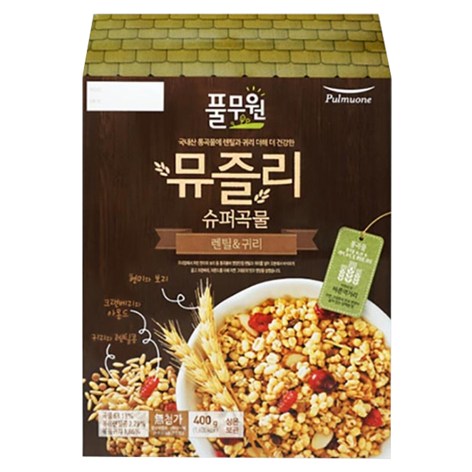  <꿀딜>풀무원 슈퍼곡물 렌틸 귀리 뮤즐리, 400g, 1개 최저가 정보 공유