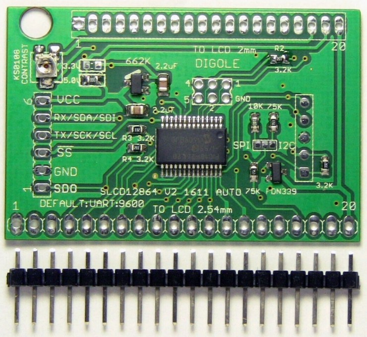 Universal Serial:UART/IIC/I2C/SPI Adapter for 128x64 LCD DS12864LCD-UNA-V2 CN Universal Serial:UART/IIC/I2C/SPI Adapter for 128x64 LCD DS12864LCD-UNA-V2 CN