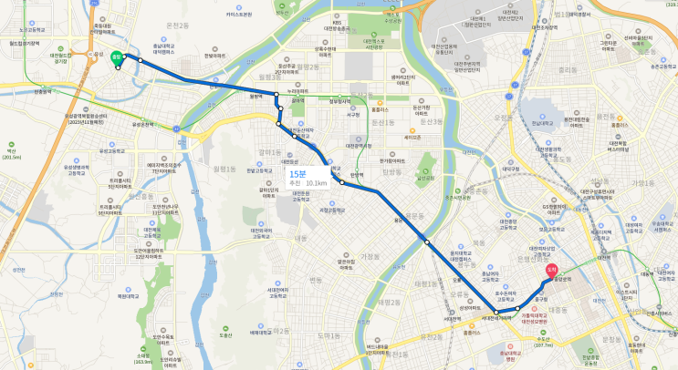  대전시 중심 도로 드라이빙 / 충남대 부터 중앙로까지 10km / 장대동 궁동 월평동 탄방동 용문동 오류동 용두동 대흥동