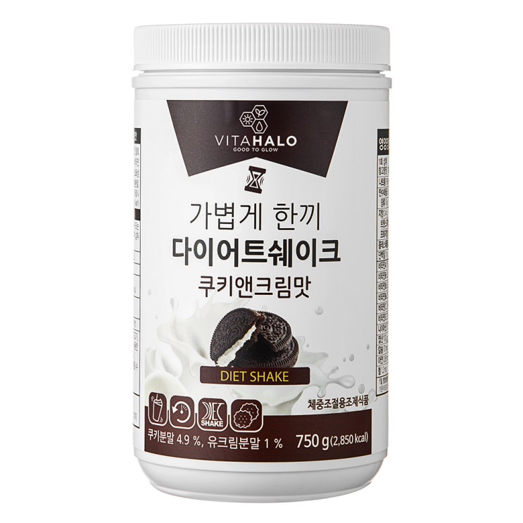 (로켓배송)비타할로 가볍게 한끼 다이어트 쉐이크 쿠키앤크림맛, 750g, 1개 추천해요