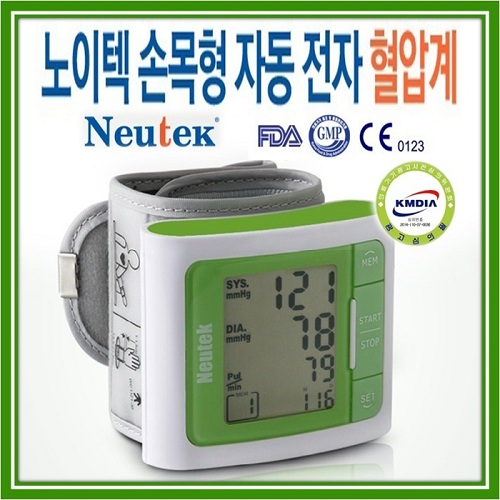  neutek neutek혈압계 손목형 자동혈압계 전자혈압계 손목형혈압측정계 혈압측정기 맥박측정 혈압기 노이텍혈압계 1개