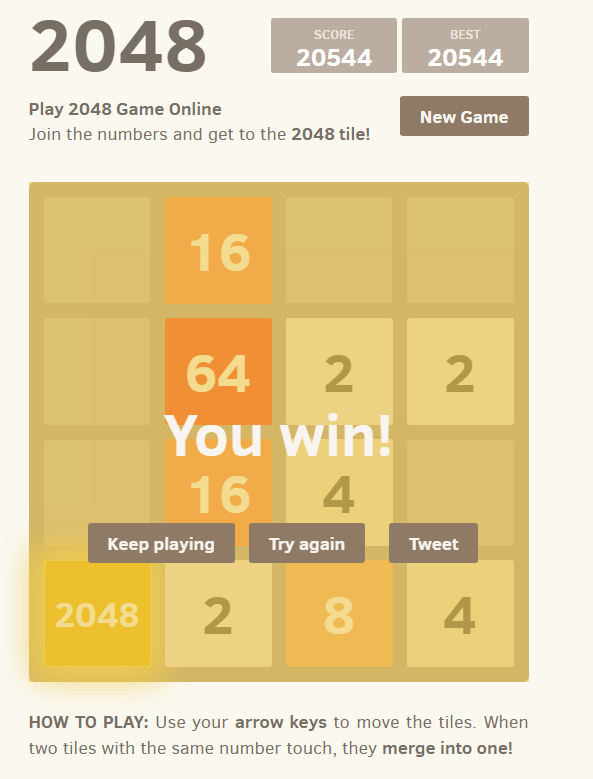  2048 게임 성공!