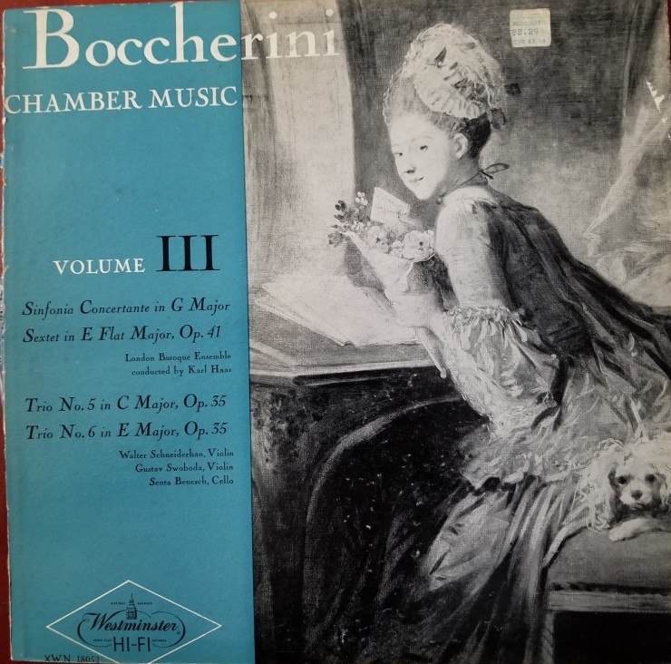  WESTMINSTER  WN 18052  CHAMBER MUSIC OF BOCCHERINI VOL.III   WALTER SCHNEIDERHAN, SWOBOBA, BENESCH