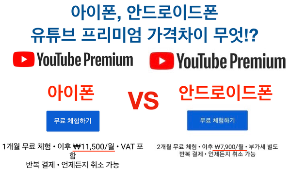 아이폰? 안드로이드? 유튜브 프리미엄 가격 차이 주의! 그리고 해지 방법 아이폰? 안드로이드? 유튜브 프리미엄 가격 차이 주의! 그리고 해지 방법