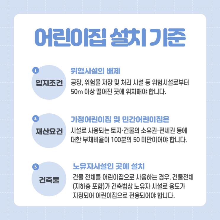  어린이집 주요 설치 기준