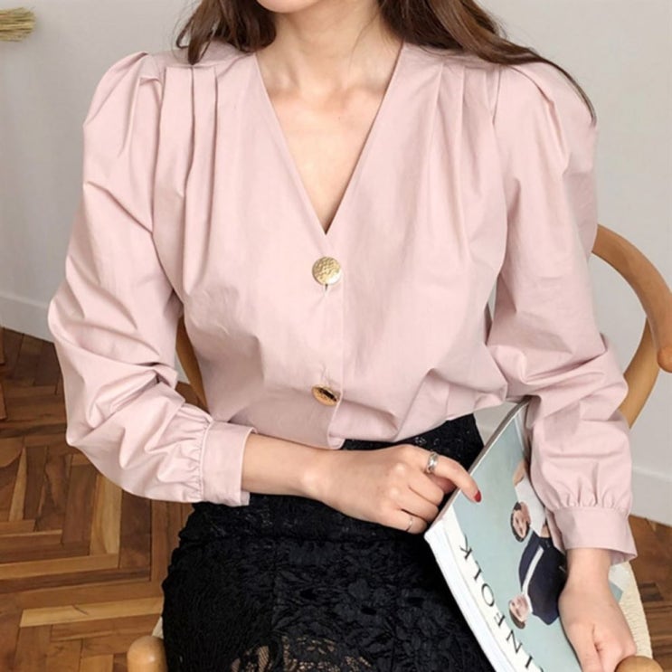  SNS인기 엔비룩 여성용 크라운 버튼 블라우스 - 27,000원 짱