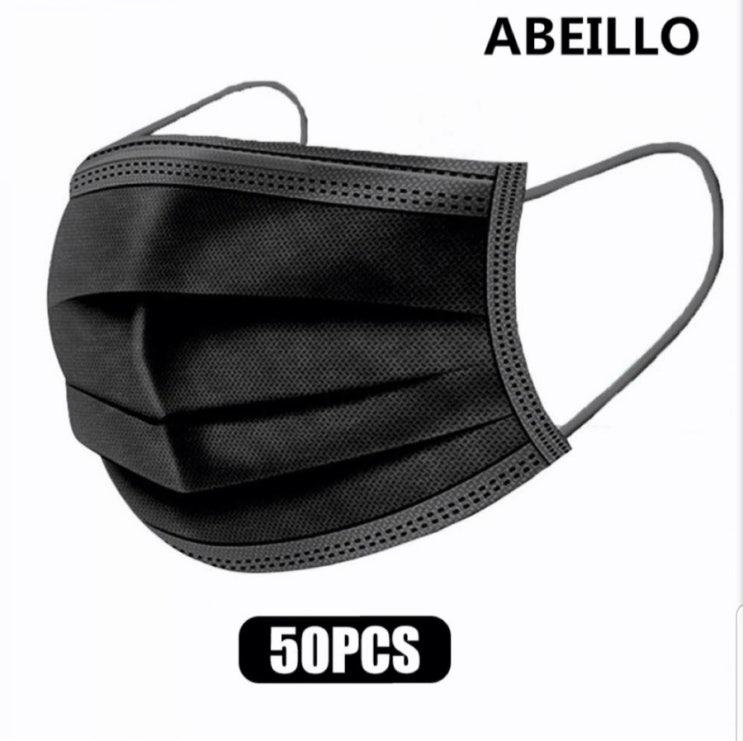 ABEILLO 삼층 부직포 마스크 블랙 대형 (성인용) 50개