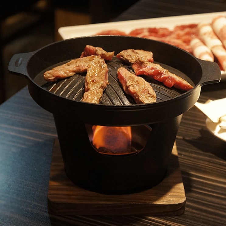   미니화로 풀세트 그릴팬 가정용 1인용 개인화로 불판 우드워머 나혼자산다 경수진