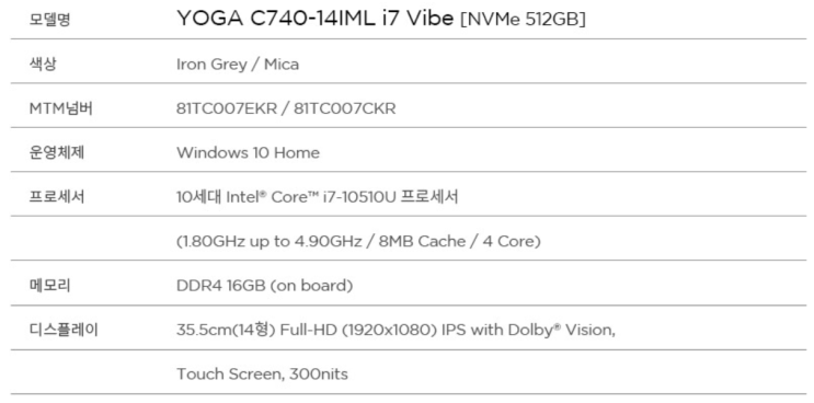 레노버 노트북 YOGA C740-14IML