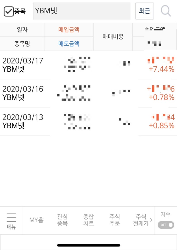 [주식매매일지] 초중고 개학 연기 수혜주 YBM넷 (7%수익)