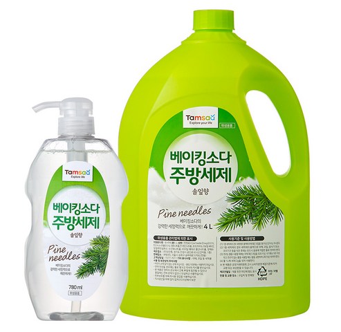  일반주방세제 대박 좋은 탐사 베이킹소다 주방세제 세트, 본품 780ml + 리필 4L, 1세트 솔직후기