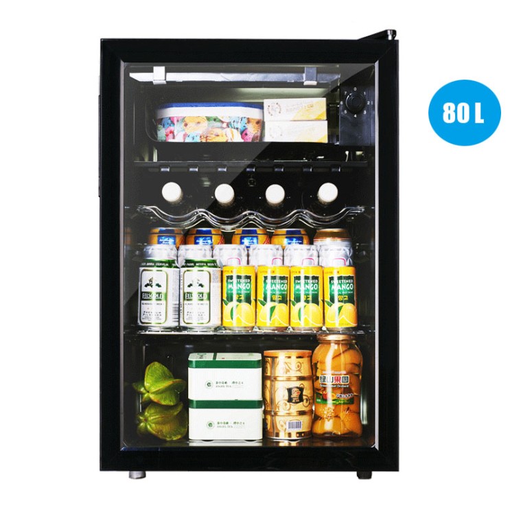와인냉장고 AUX/JC-80가정용 디저트카페 소형 싱글도어 소형냉장고 냉장 신선도유지 차잎, T01-블랙