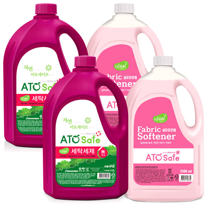 (로켓배송)아토세이프 액체 세탁세제 본품 2.5L 2p + 섬유유연제 핑크로즈 본품 2.5L 2p, 1세트 추천해요