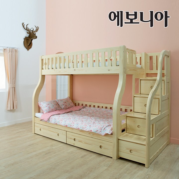  할인상품 에보니아 빌리 원목 이층침대 매트포함하부서랍포함 2층침대 패밀리침대 성인공용 내추럴 확인해보시죠!!
