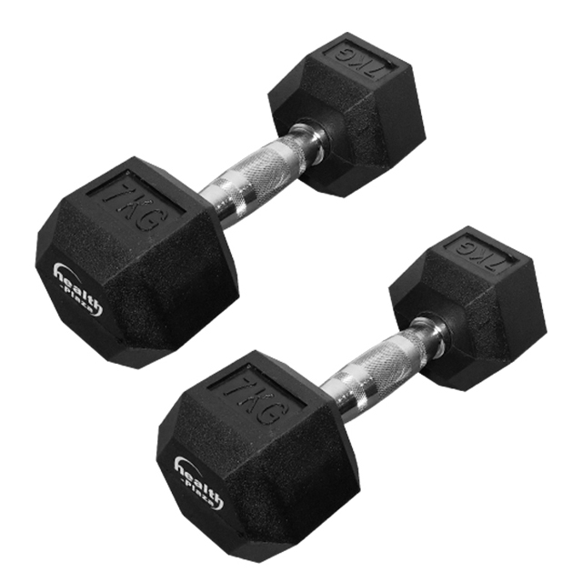  헬스, 운동, 건강 :  헬스프라자 육각 아령 고무덤벨 2p 7kg : 실내 피트니스