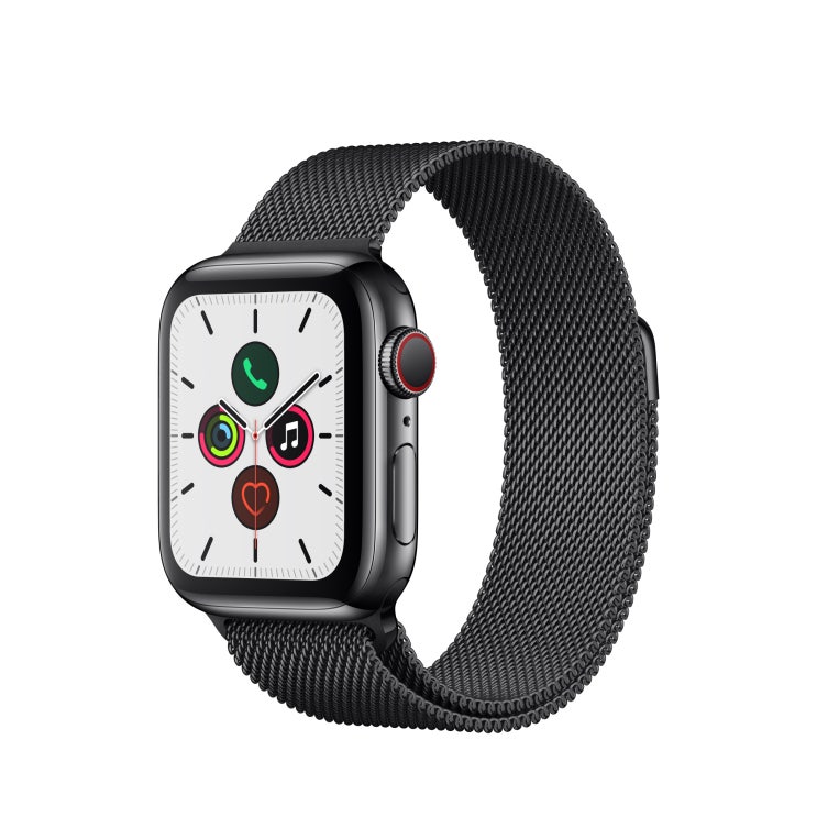 (로켓배송)Apple 애플워치5 GPS + 셀룰러 40mm 밀레니즈 루프 + 스테인리스스틸 케이스, 스페이스 블랙(MWX92KH/A), 스페이스 블랙(루프) 추천해요