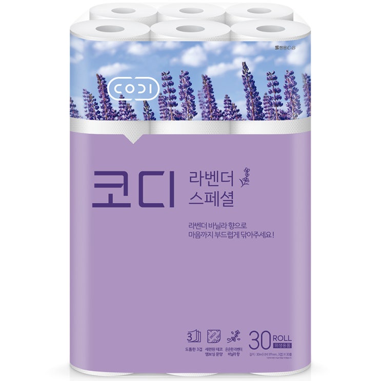 (로켓배송)코디 라벤더 스페셜 3겹 롤화장지 30m, 30롤, 1팩 추천해요 (로켓배송)코디 라벤더 스페셜 3겹 롤화장지 30m, 30롤, 1팩 추천해요