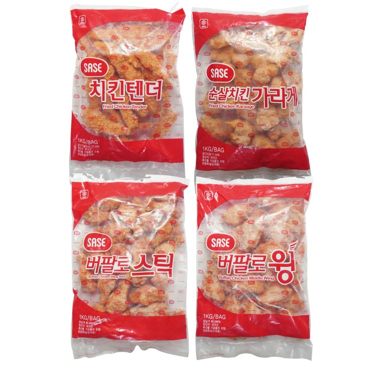  오늘의 핫딜 사세 치킨 4종 세트  가라아게 스틱 윙 텐더 4개 4kg