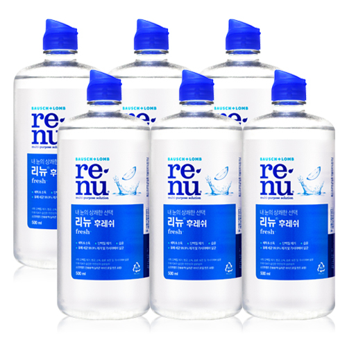 바슈롬 리뉴 후레쉬 500mlx6 렌즈 세정액, 500ml, 6개 추천해요 바슈롬 리뉴 후레쉬 500mlx6 렌즈 세정액, 500ml, 6개 추천해요