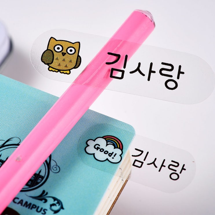   네임코코 방수네임스티커 비비드투명 타원형 723중형비비드투명
