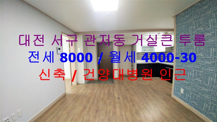  대전 서구 관저동 건양대병원 인근에 있는 신축 거실큰 투룸 엄청 저렴한 전세 월세 모두 가능한 매물입니다 ^^