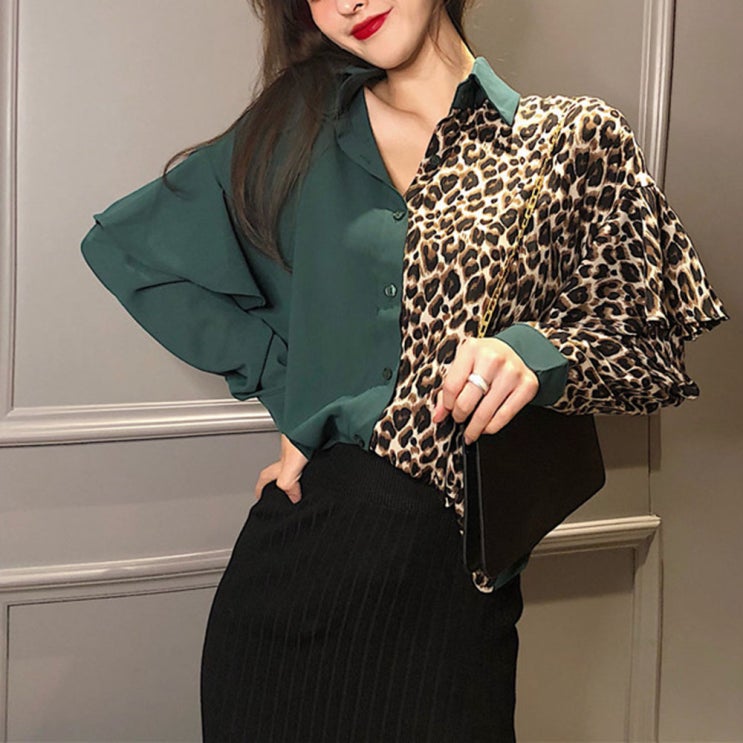 로얄 레오파드 여성용 표범무늬 루즈핏 블라우스 셔츠 WHHH 추천해요 로얄 레오파드 여성용 표범무늬 루즈핏 블라우스 셔츠 WHHH 추천해요