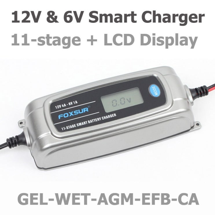 [뜨는상품][핫한상품]Foxsur 12 v 4a 6 v 1a 11 stage Smart Battery Charger 장난감 & 차 Agm 젤 Wet Efb Battery Charger Lcd 지능형 Battery Charger, UK Plug 제품을 소개합니다!!