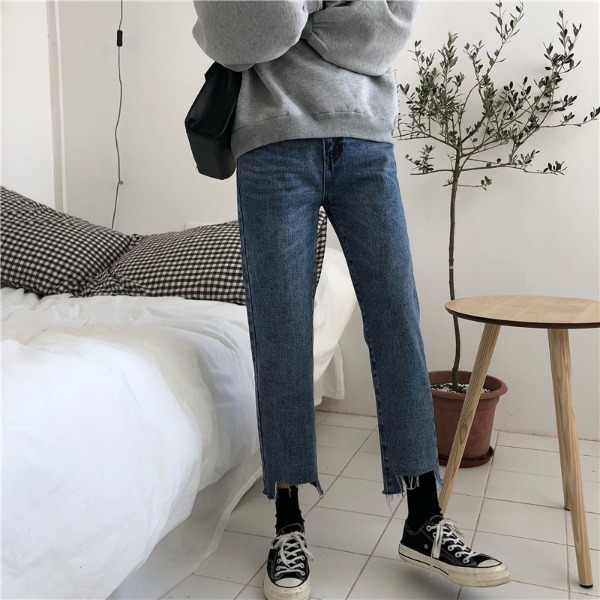  내추럴 컷팅 난스판 9부 슬림배기 팬츠