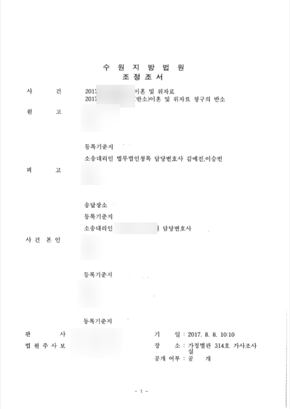  이혼 재산분할, 위자료 조정사례