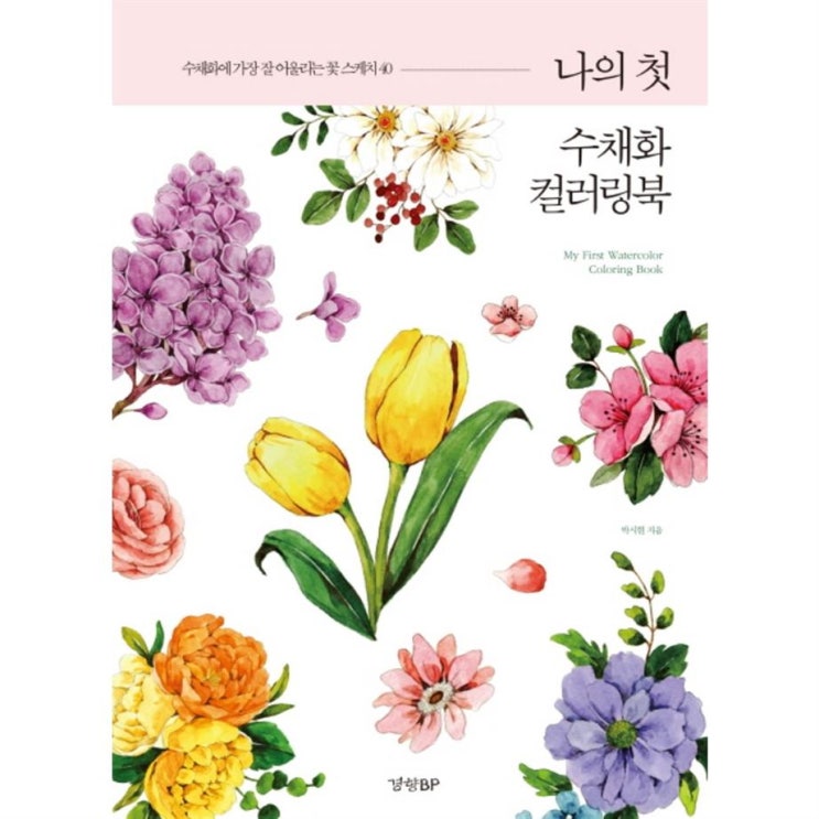  혜자템 나의 첫 수채화 컬러링북:수채화에 가장 잘 어울리는 꽃 스케치40 - 11,700원 강추