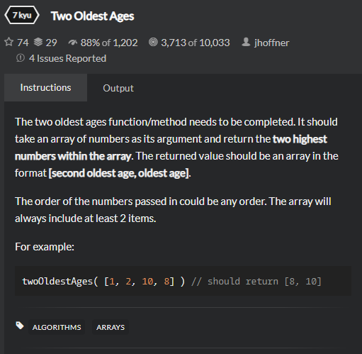  [CodeWars] Two Oldest Ages