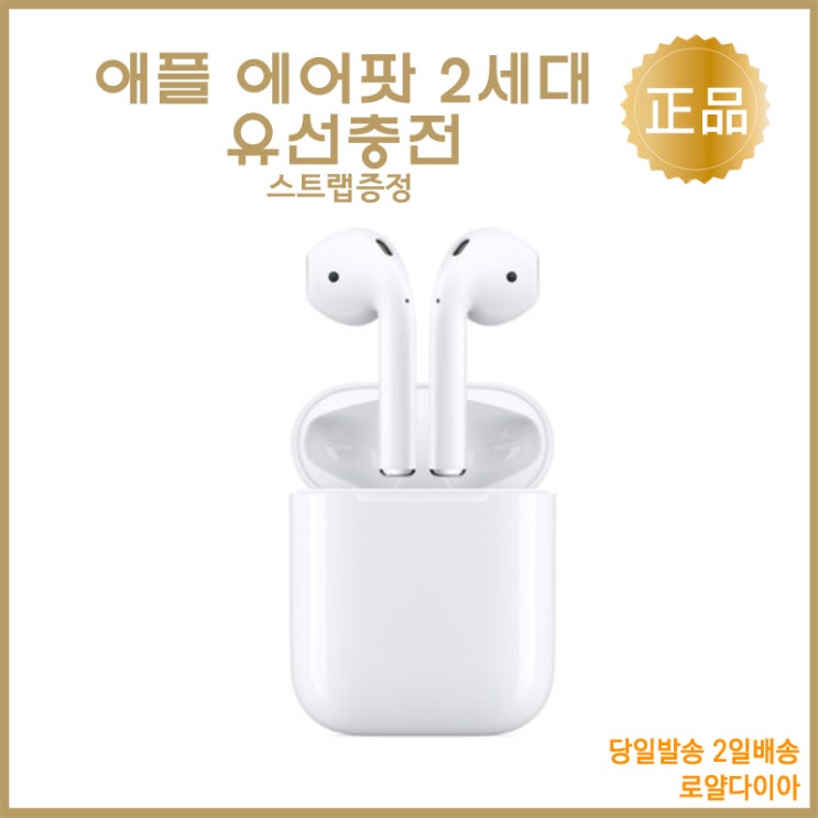 애플 APPLE AirPods 에어팟 2세대 유선충전모델 블루투스 무선이어폰 케이스 스트랩 아이폰 이어폰 케이블보호캡증정, 에어팟2세대 유선충전-스트랩 추천해요