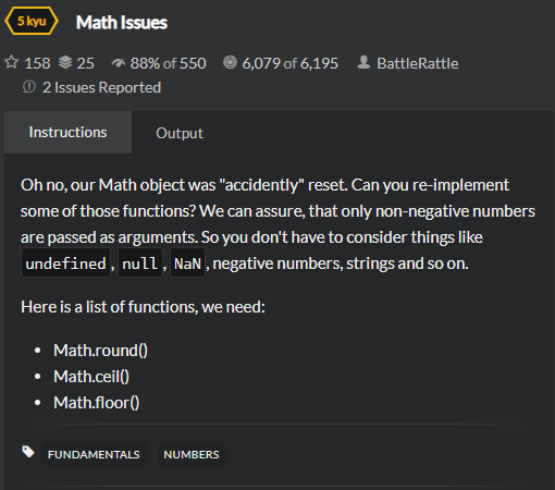 [CodeWars] Math Issues