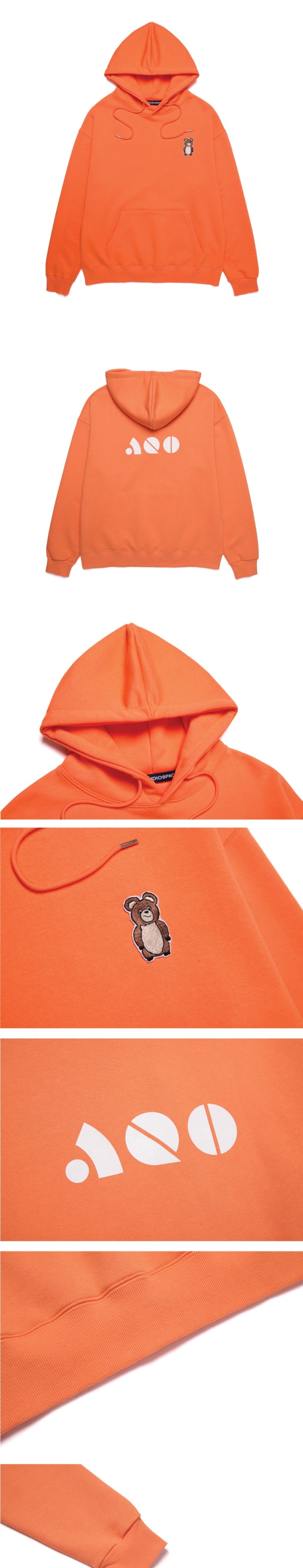  아코 스튜디오 스페이스 AQO ERIC BEAR HOODIE LIGHT ORANGE 귀여운 스타일의 오버핏 후드티