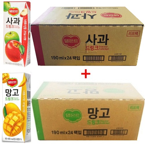 델몬트 드링크 190ml (사과x24팩) + (망고x24팩), 48팩 추천해요 델몬트 드링크 190ml (사과x24팩) + (망고x24팩), 48팩 추천해요
