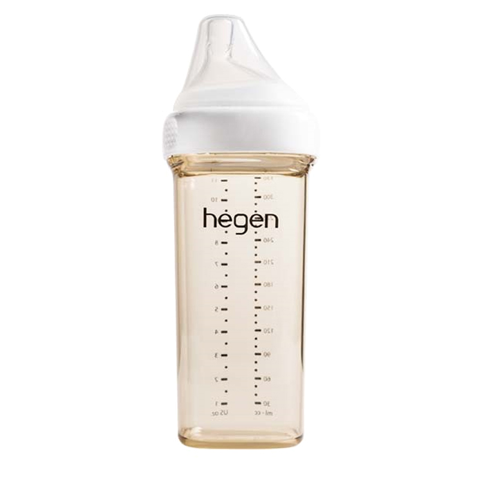 헤겐 대용량 젖병 330ml + 꼭지, 3단계, 화이트 + 투명