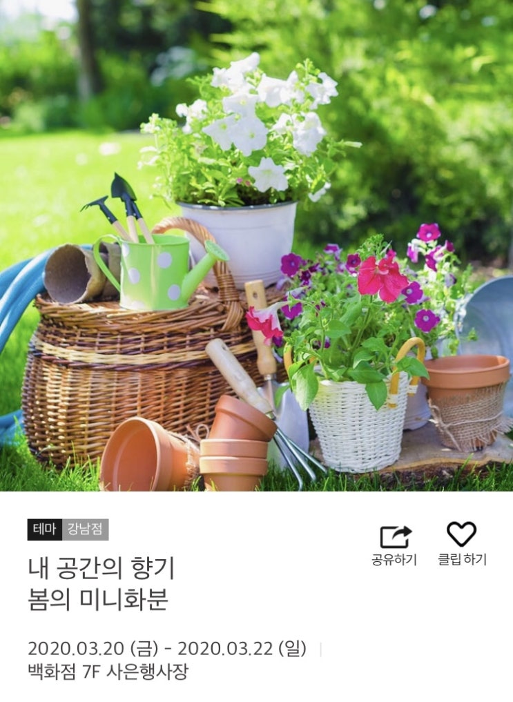 신세계백화점 1만원 이상 구매 사은행사, 미니화분 받아가세요!