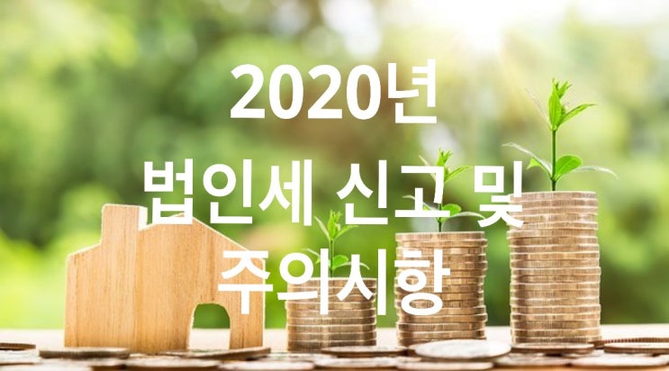  2020년 법인세 신고 및 주의사항