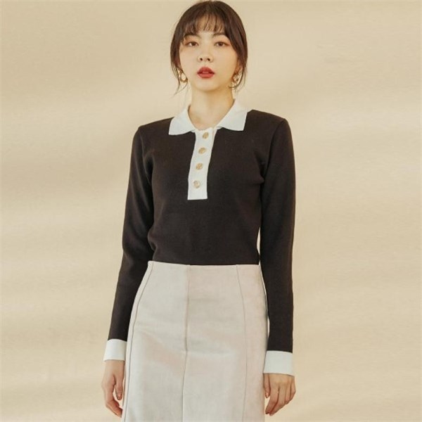  ️ 매그제이 배색카라버튼니트 J22PNT228 [27,900원]