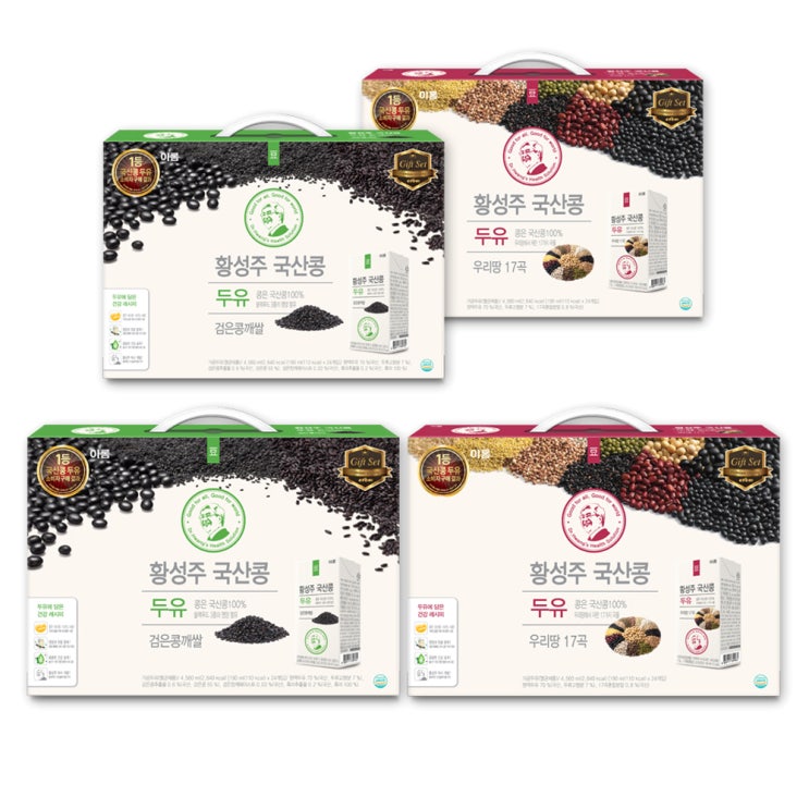  이롬 황성주 국산콩 두유 검은콩깨쌀 190ml x 48p  우리땅 17곡 190ml x 48p 1세트