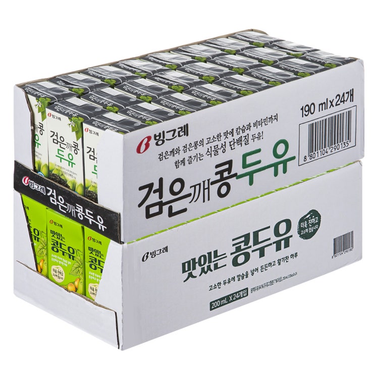  빙그레 맛있는 콩두유 200ml x 24p  검은깨 콩두유 200ml x 24p 1세트