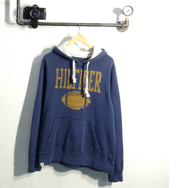   TOMMY HILFIGER 타미힐피거 네이비 면혼방 후드티 공용 M 0780