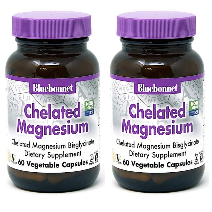  Bluebonnet Chelated Magnesium 200mg 블루보넷 킬레이트 마그네슘 60정 2팩 2개 60