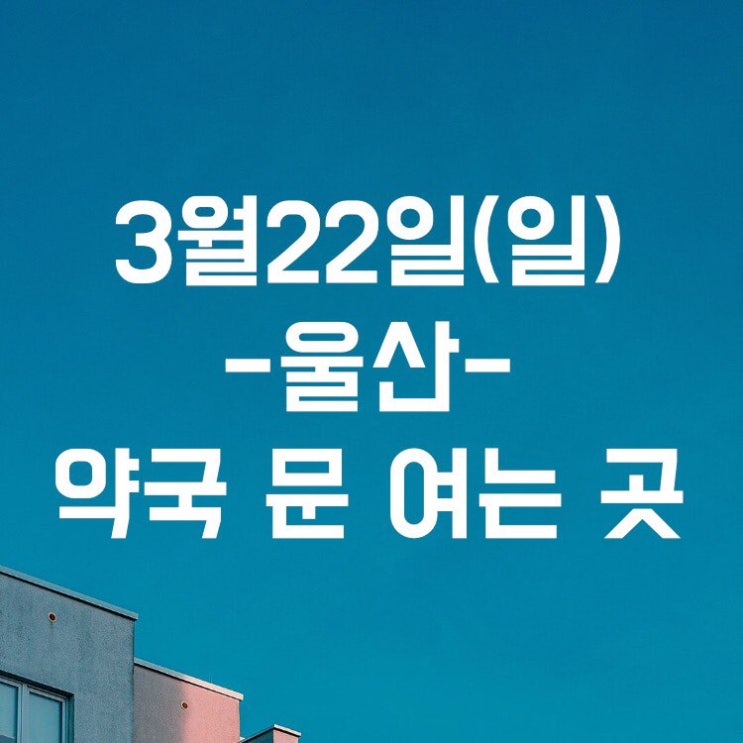 3월 22일 울산 일요일 약국 문 여는곳