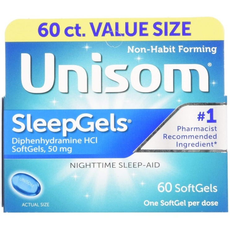 Unisom SleepGels 60 카운트 비 습관성 수면 보조제 불안이나 스트레스로 인해 잠들기 어려움 잠들기, 1 추천해요 Unisom SleepGels 60 카운트 비 습관성 수면 보조제 불안이나 스트레스로 인해 잠들기 어려움 잠들기, 1 추천해요
