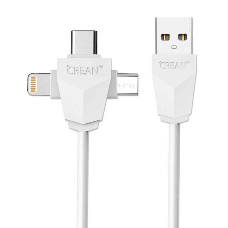  <꿀딜>크레앙 3in1 다이아몬드 충전 싱크 케이블 CRECB3IN1, CRECB3IN1(화이트), 1개 최저가 정보 공유